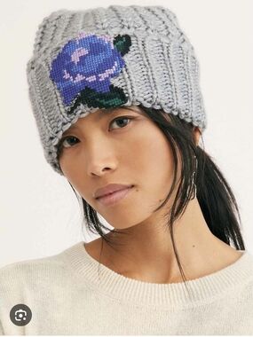 Free People NWT Everything Rosy Beanie Gray OS